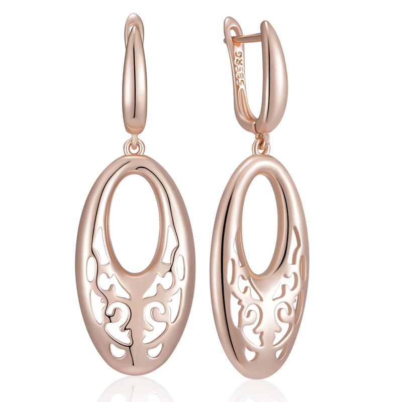 Unique Flower Ethnic Bridal Pendant Earrings For Women Fashion Rose Gold High Quality Daily Fine Boho Jewelry