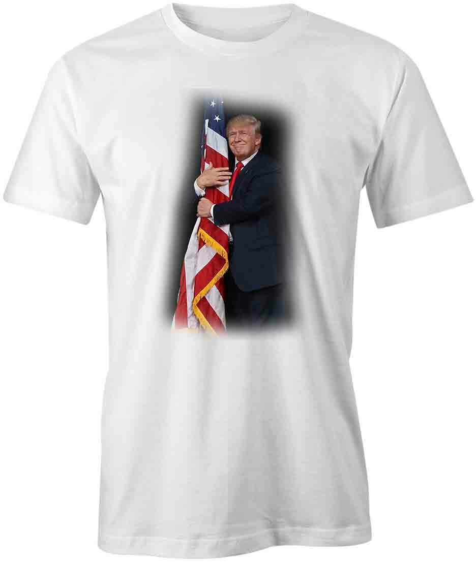 TRUMP HOLDING FLAG TShirt Tee Short-Sleeved Cotton CLOTHING S1WCA641 XXXXL