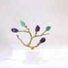 Natural Crystal Stone Sculptures Golden Tree Crystal Tree Brass Metal Branch Ornament Metal Figurine Home Decoration Accessories