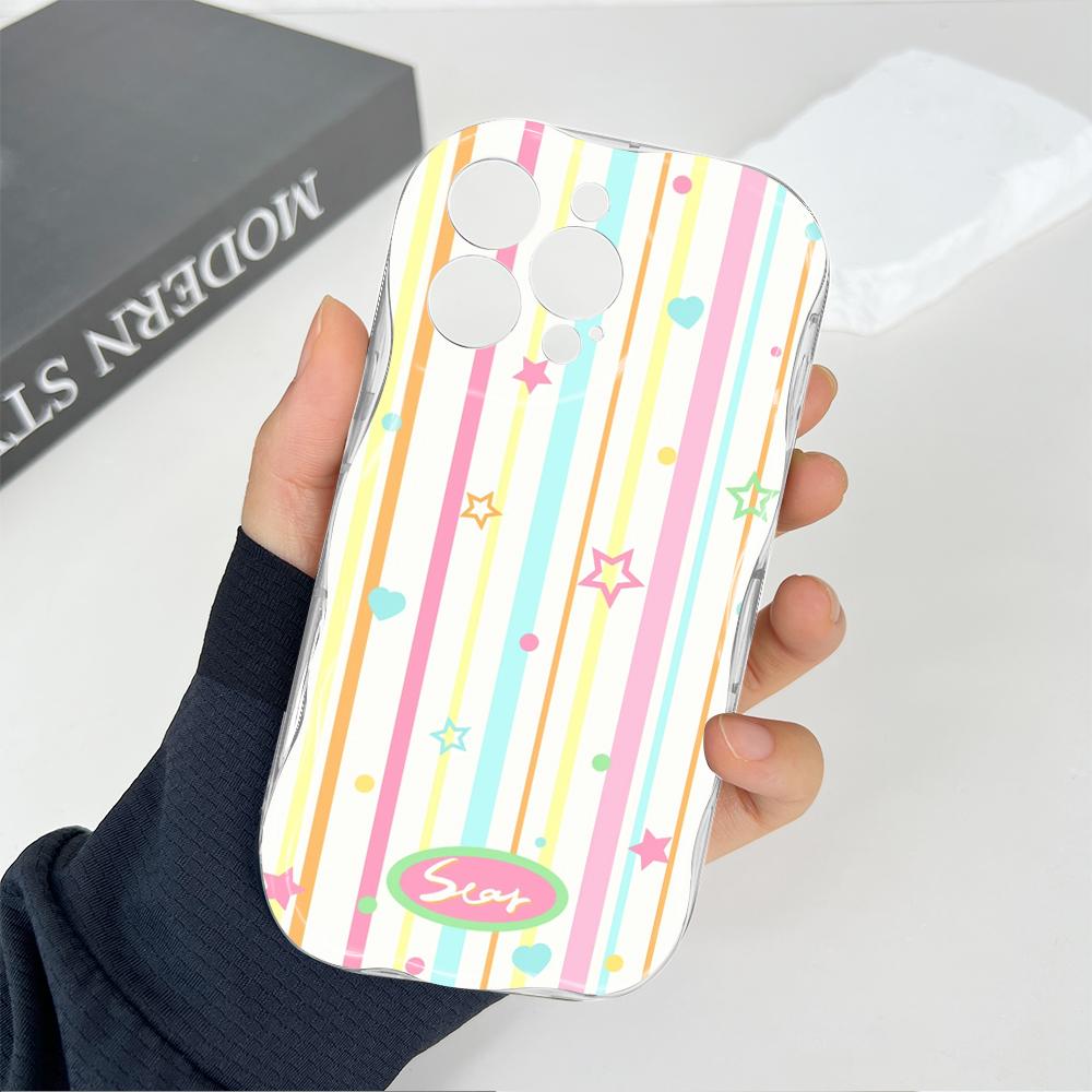 Cute Cartoon Pattern Cream Texture Casing Wavy Edge Soft Silicone Cover Phone Case for Xiaomi Redmi
