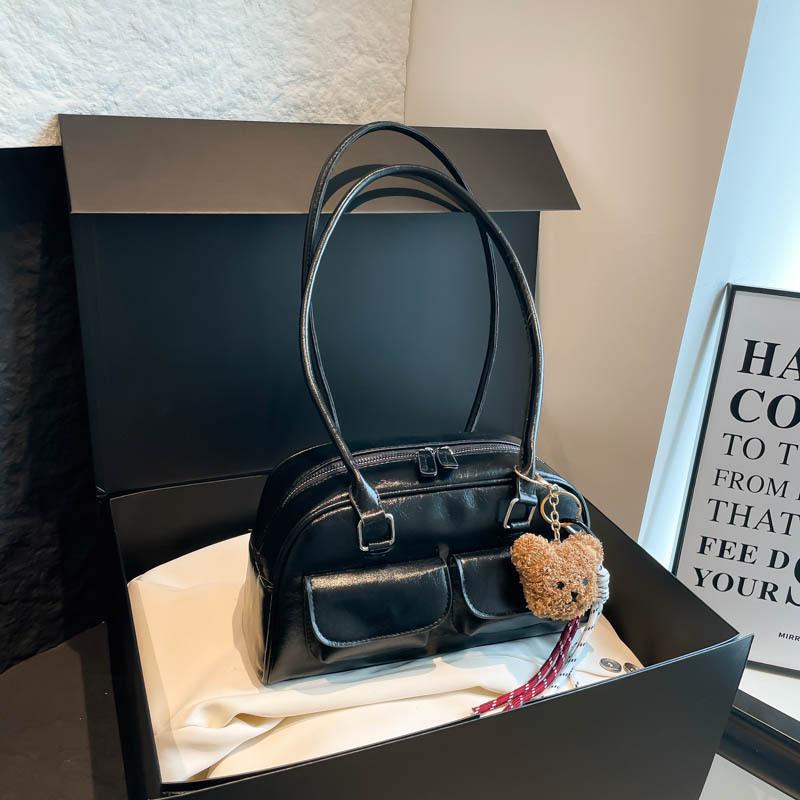 

Трендовый нишевый дизайн, портативная сумка-боулинг, новинка весна-лето, женская сумка через плечо, подмышку, сумка-подушка чёрный