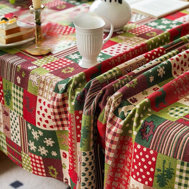 Christmas Table Cloth Red Atmosphere Decoration Light Luxury High-end Rectangular Dining Table Cloth Dustproof Beautification