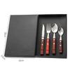 Four-Piece Cutlery Set: Stainless Steel Steak Knife, Fork, Spoon, with Rosewood Handles.