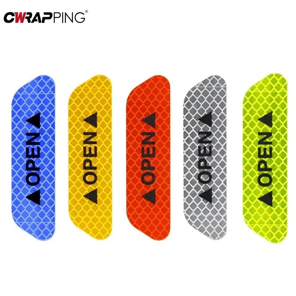 4PCS Car Universal Door Open Reflective Strips Warning Stickers Safety Mark Warning Reflective Auto Exterior Interior Reflector