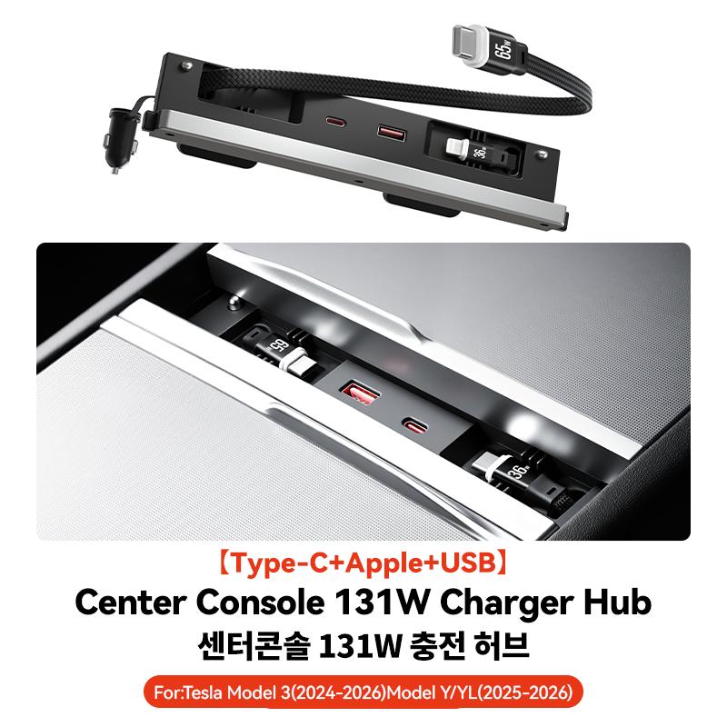 YZ USB Hub Docking Station For Tesla Model 3 Highland Y Juniper YL Center Console Fast Charging Expansion Dock Car Accessories