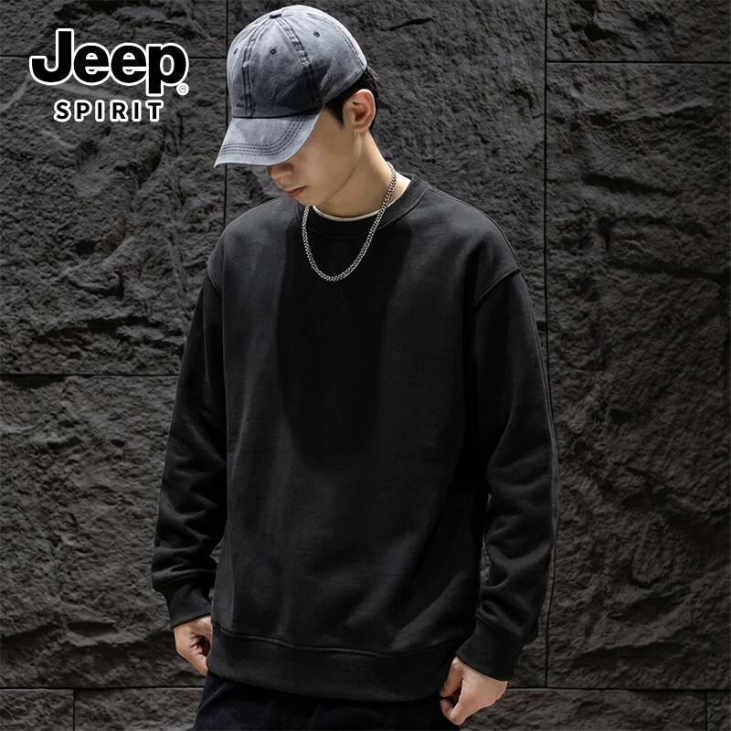 JEEP SPIRIT Men's Loose-Fit Knit Round Neck Sweatshirt