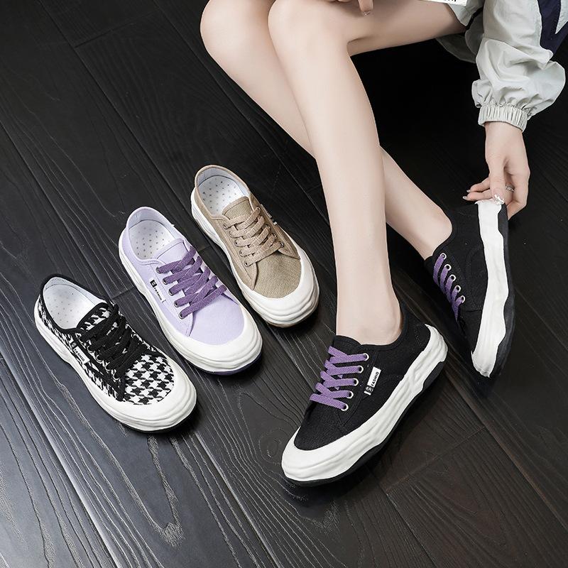 Women's Shoes New Fashionable Korean Version of Breathable Canvas Shoes for Female Students Casual Mesh Trendy Street Clapper Shoes