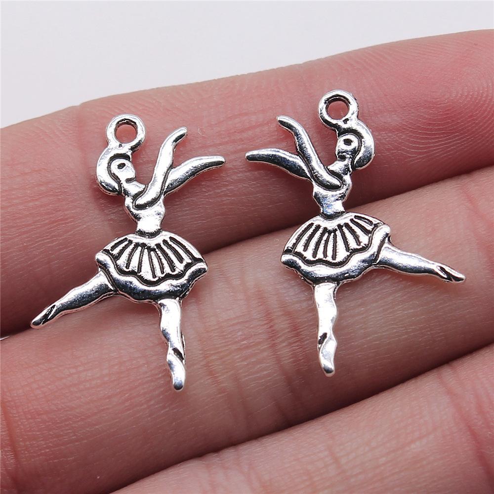 20pcs Charms Dance Antique Silver Color Dance Skirt Charms Jewelry Findings DIY Ballet Dance Charms Wholesale