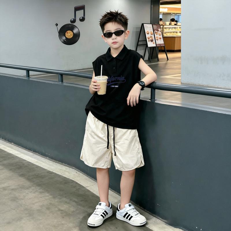 Boys' Trendy Sleeveless Cotton Polo Shirt Set - New Summer Arrival
