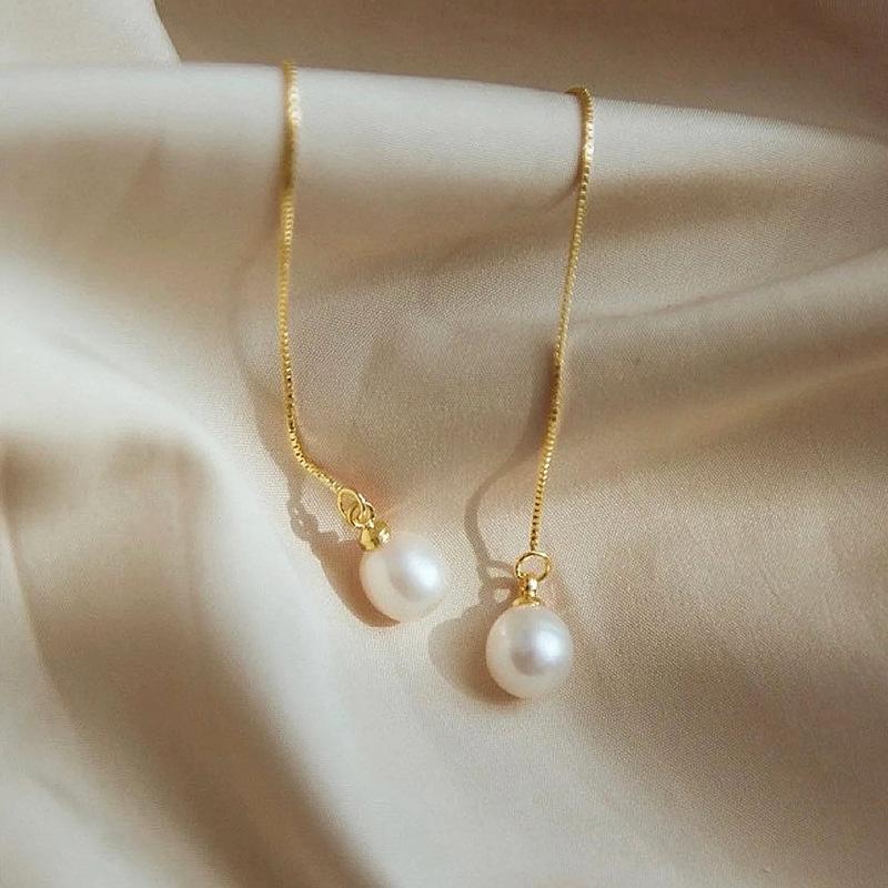

CAOSHI Delicate Simulated Pearl Pendant Earrings Female Engagement Accessories Gold Color Zircon for Wedding Ceremony Party