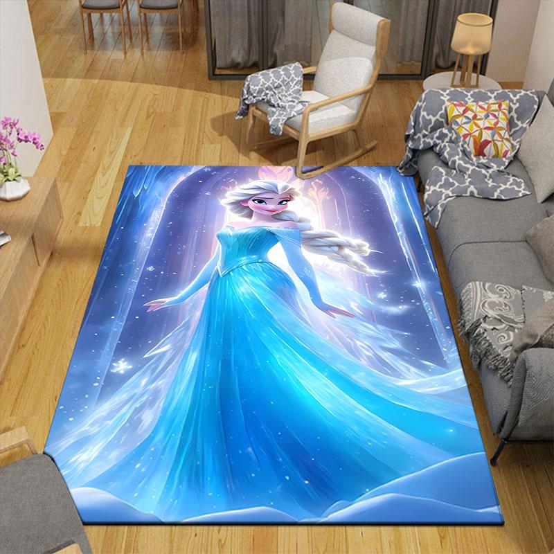 Frozen-themed floor protection rug, Elsa princess cartoon rug, suitable for room décor and as a gift.