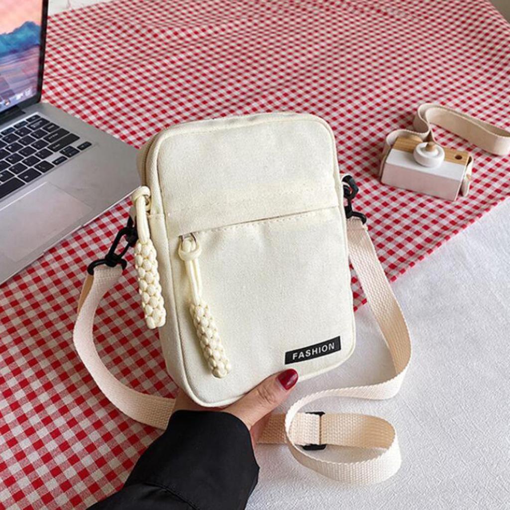 Mini Canvas Crossbody Pouch Fashion Lightweight Vertical Shoulder Bag for Women Versatile Everyday Small Square Bag