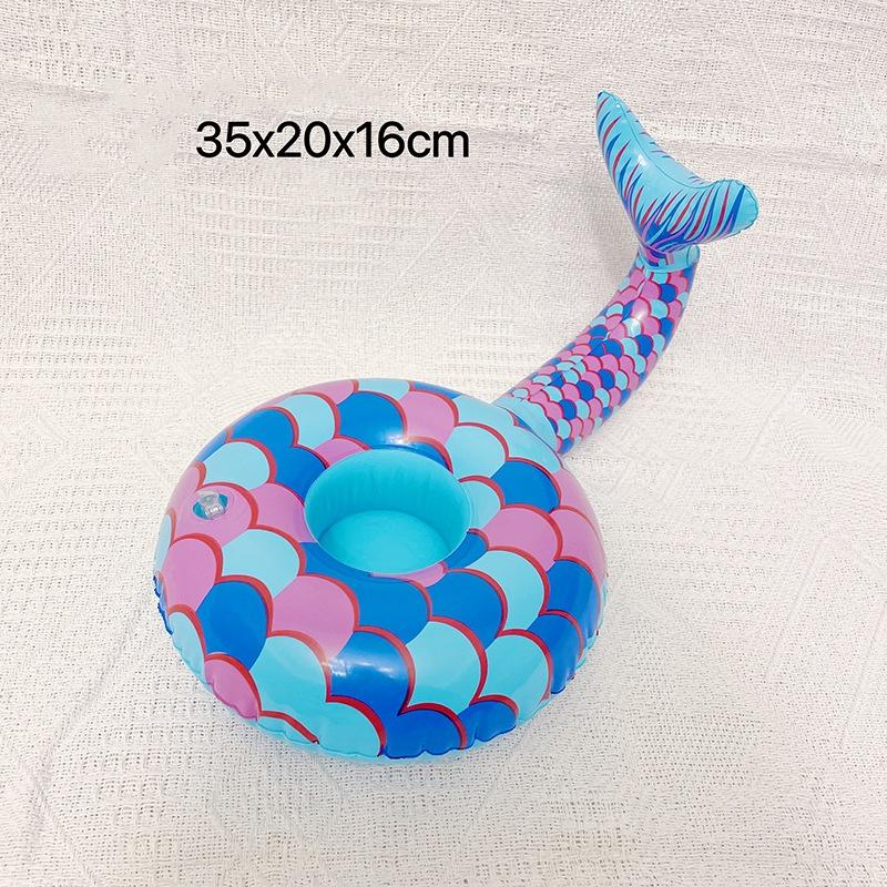 Party Decoration Mermaid, Watermelon, Flamingo Cup Holder Pvc Water Float Inflatable Drink Cup for Adults Pool Drinkware Tray