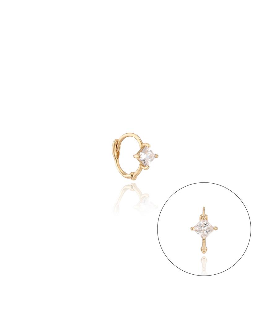Lloyd Classic Square Stone 14K Gold One-Touch Half Earrings Lofp1008G