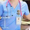 2D Acrylic Cute Nurse Cat Retractable Badge Reel Clip Brooch For Nurses RN LPN Students ID Card Holder