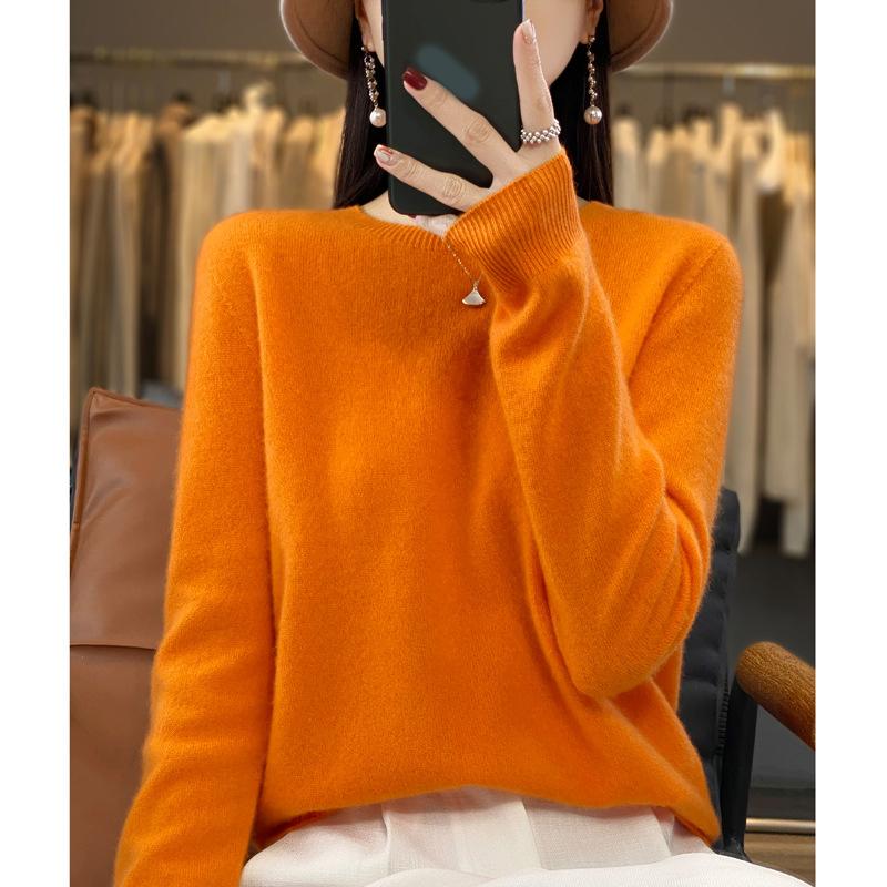 Sweater Women O-neck Cashmere Knitwear Female Pullover Autumn Winter Casual Tops Solid Color Soft Clothing