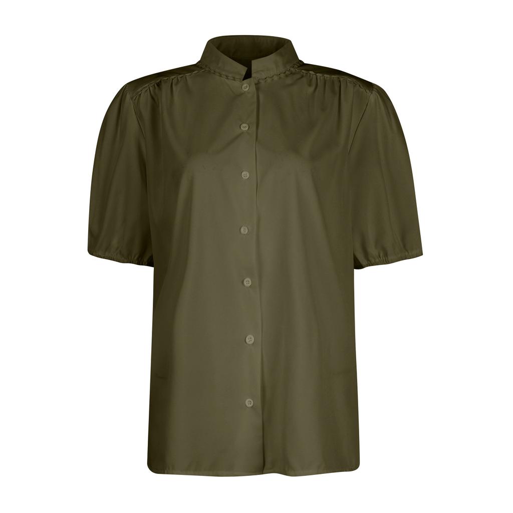 Women's Fashion Summer Button-Down Shirt Short Sleeve V Neck Cotton Formal Casual Women's Top Shirt