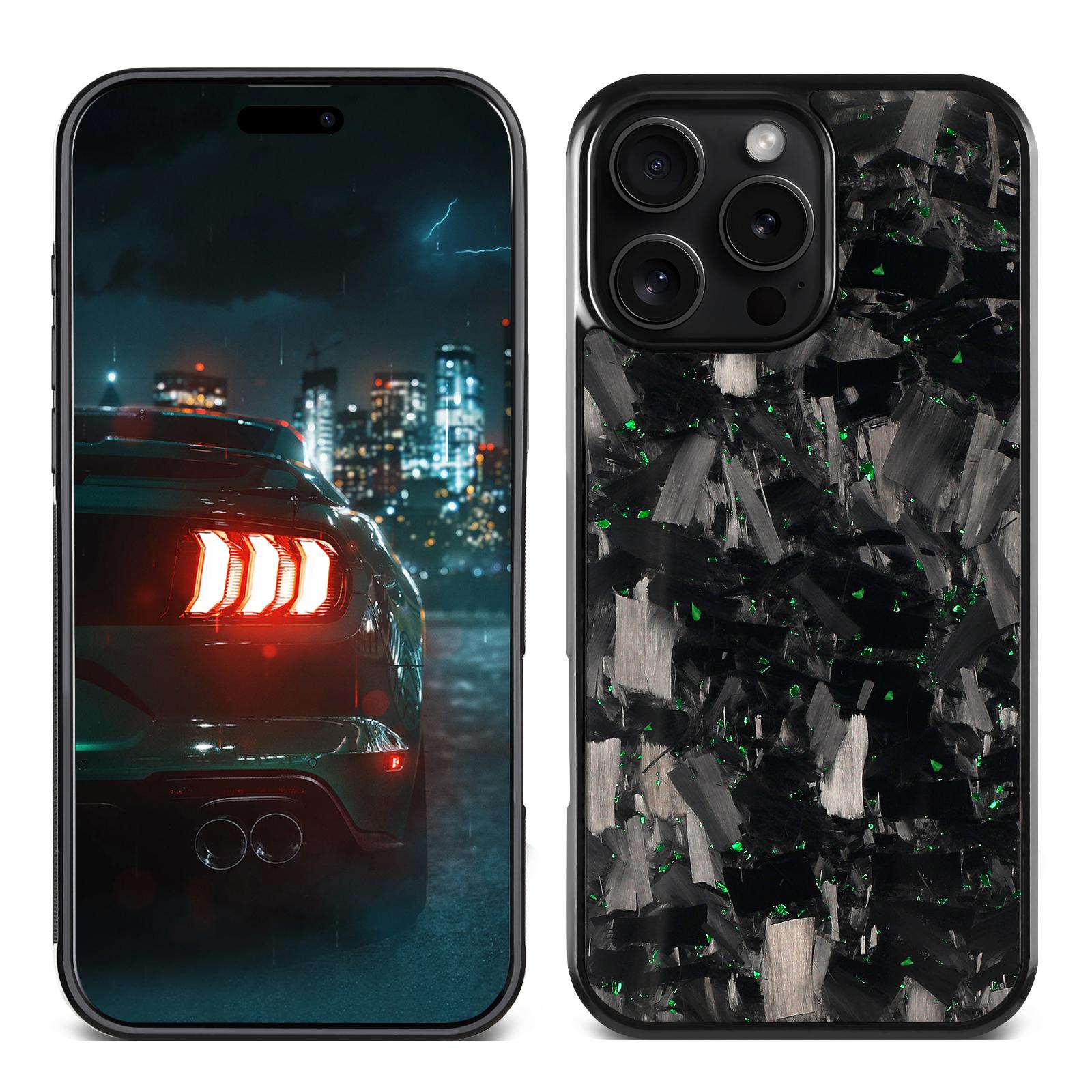 

Для iPhone 16 Pro Max Магнитный чехол Большая текстура Арамидное волокно+ТПУ Чехол для телефона Green