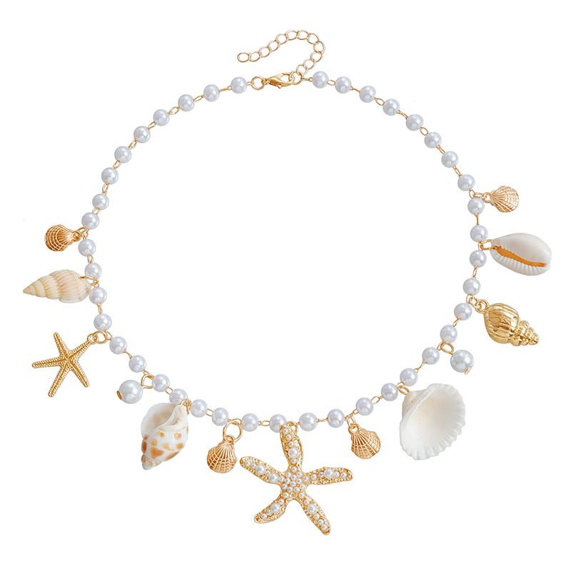 Hot Selling Monolayer Starfish Shell Pendant Hollow Out Alloy Waist Chain Beach Bikini Body Chain