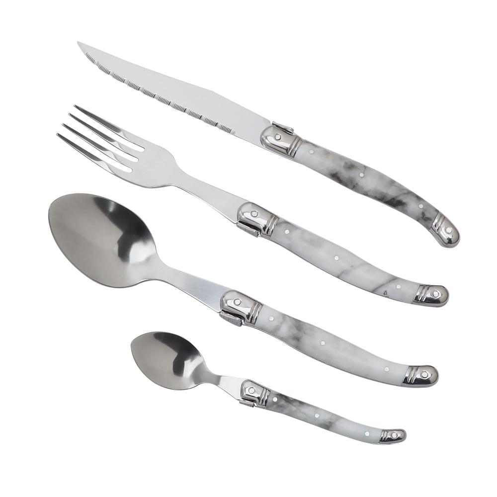 

Набор столовых приборов из нержавеющей стали, белые мраморные столовые приборы, имитация мрамора, подарочный набор столовых вилок, ножей для стейка, столовых приборов для кухни