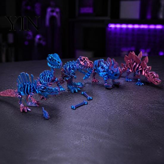 Unikalne Prezenty do Wystroju Domu 5 Szt. Ozdoba Szkieletu Dinozaura Drukowana 3D, Figurki Prehistoryczne z Ruchomymi Stawami, Kolekcjonerskie Stworzenia Realistyczne Artykulowane