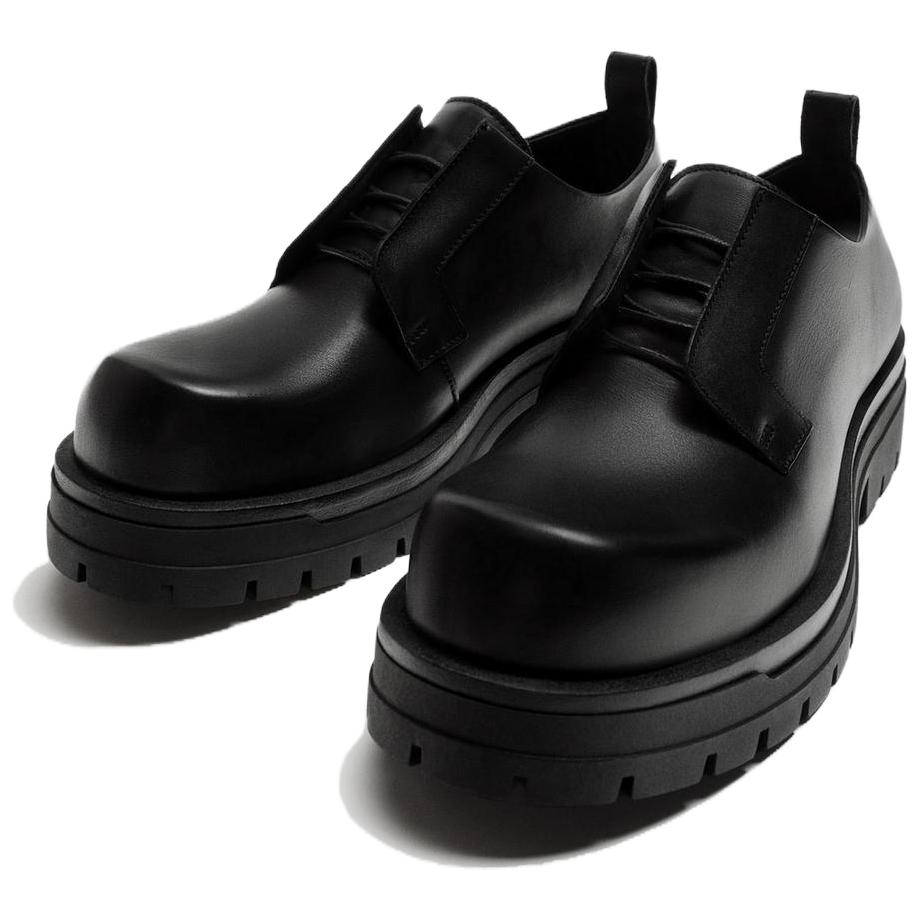 Zara Leather Round Toe Lace-Up Casual Shoes Men Sneakers Black 12445420800