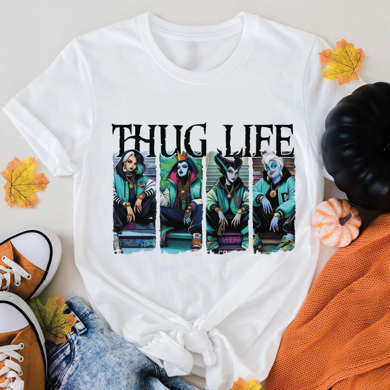 Halloween Villains Thug Life T-shirt, Friends Horror Movie Characters Shirt S