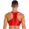 Canottiere da uomo lucide con scollo a U a tinta unita senza maniche crop top gilet per sport fitness yoga