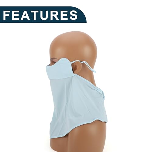[TUCKBOLD] Face Mask Neck Cover for Summer Cool Face Cover Neck Guard Over-the-Ear Adjustable UV Protection Sun Protection Breathable Sweat Absor