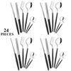 24Pcs Gold Tableware Set Stainless Steel Flatware Dinner Knife Forks Spoon Chopsticks Cutlery Set Kitchen Wedding Dinnerware Set