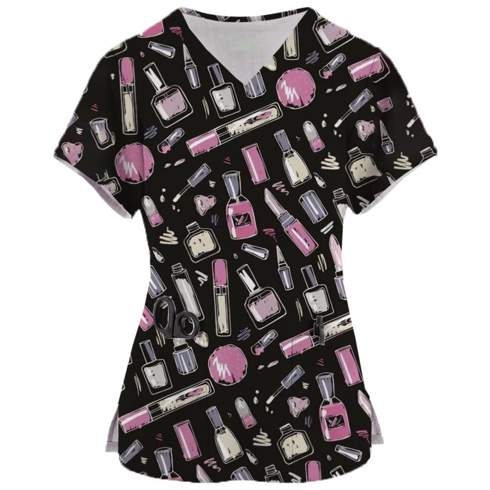 Φορέματα Σπα με Κινούμενα Σχέδια Μπλούζες Ομορφιάς και Υγείας Επαγγελματική Στολή Κομμωτηρίου Γυναικεία Μπλουζάκια