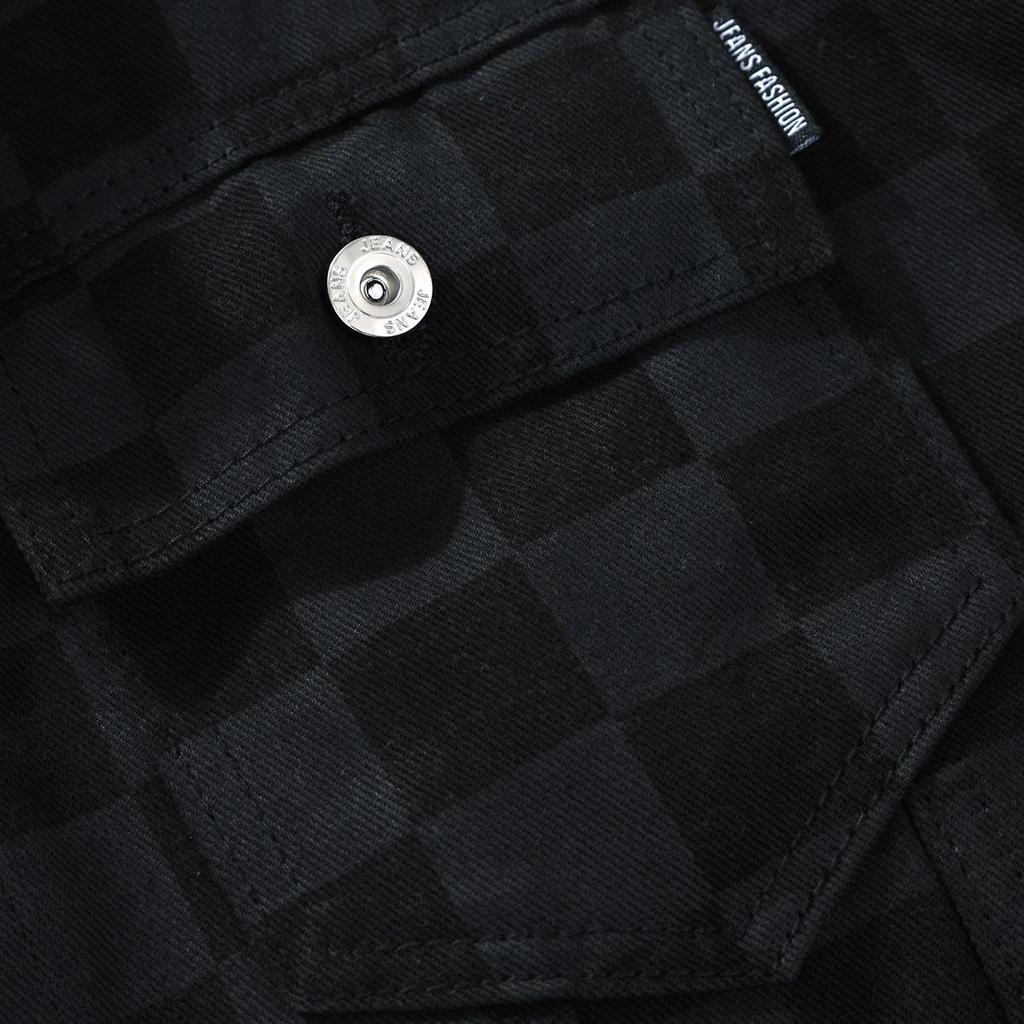 2026 Men's Plaid Denim Jacket: Loose Fit Korean Style Youth Top, Long Sleeve Autumn Outerwear.