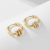 Lucky Bead Minority Ear Buckle Earrings 925 Sterling Silver 14k Gold Plated Three Circle Charms Tiny Hoop Earrings