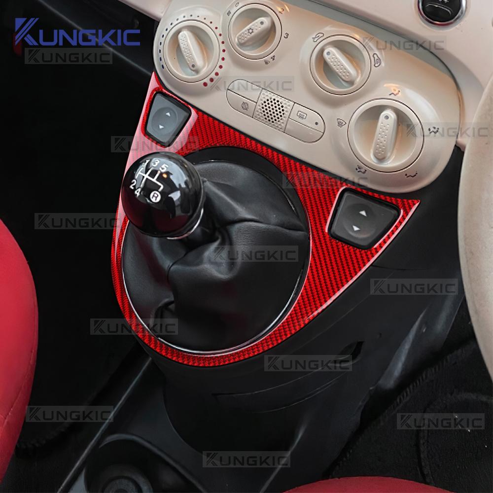 Für Abarth 595/695/Fiat 500C 2012-2015 Für Fiat 500 2008-2015 Weicher Kohlefaser-Aufkleber LHD RHD Manuell Auto AT/MT Auto-Schaltknauf