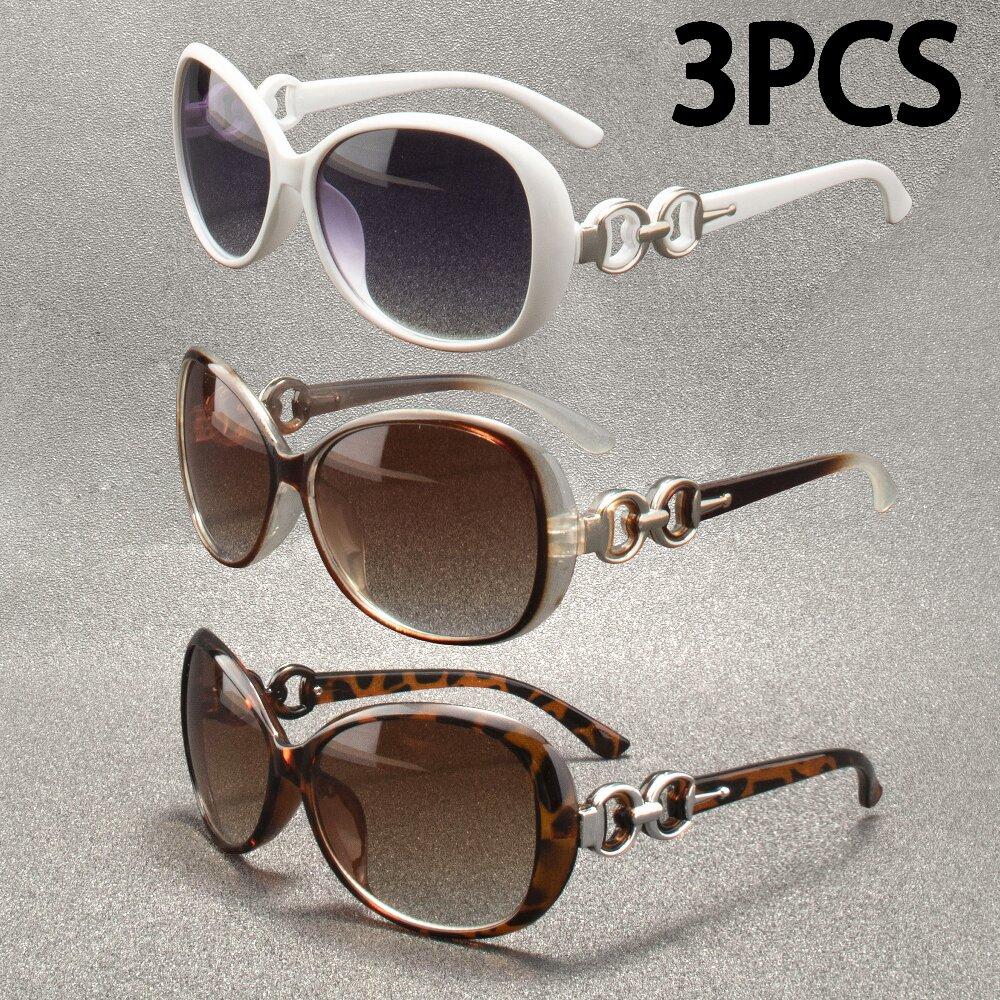 3PCS Fashion Square Sunglasses Women Luxury Brand Big Purple Sun Glasses Female Mirror Shades Ladies Feminino