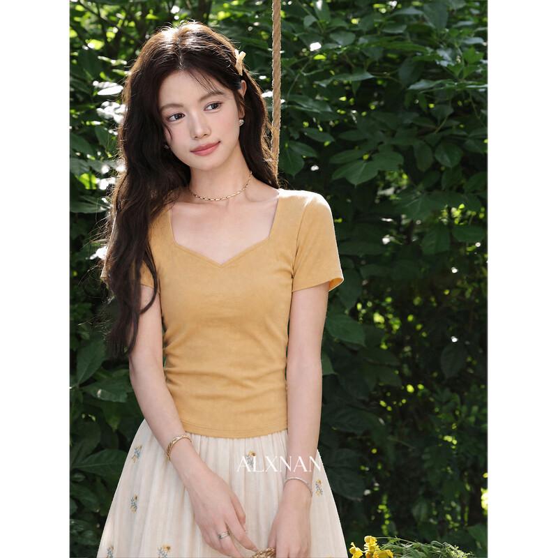 Lu Xiangnan Women s Ginger Yellow Slim-Fit T-Shirt S