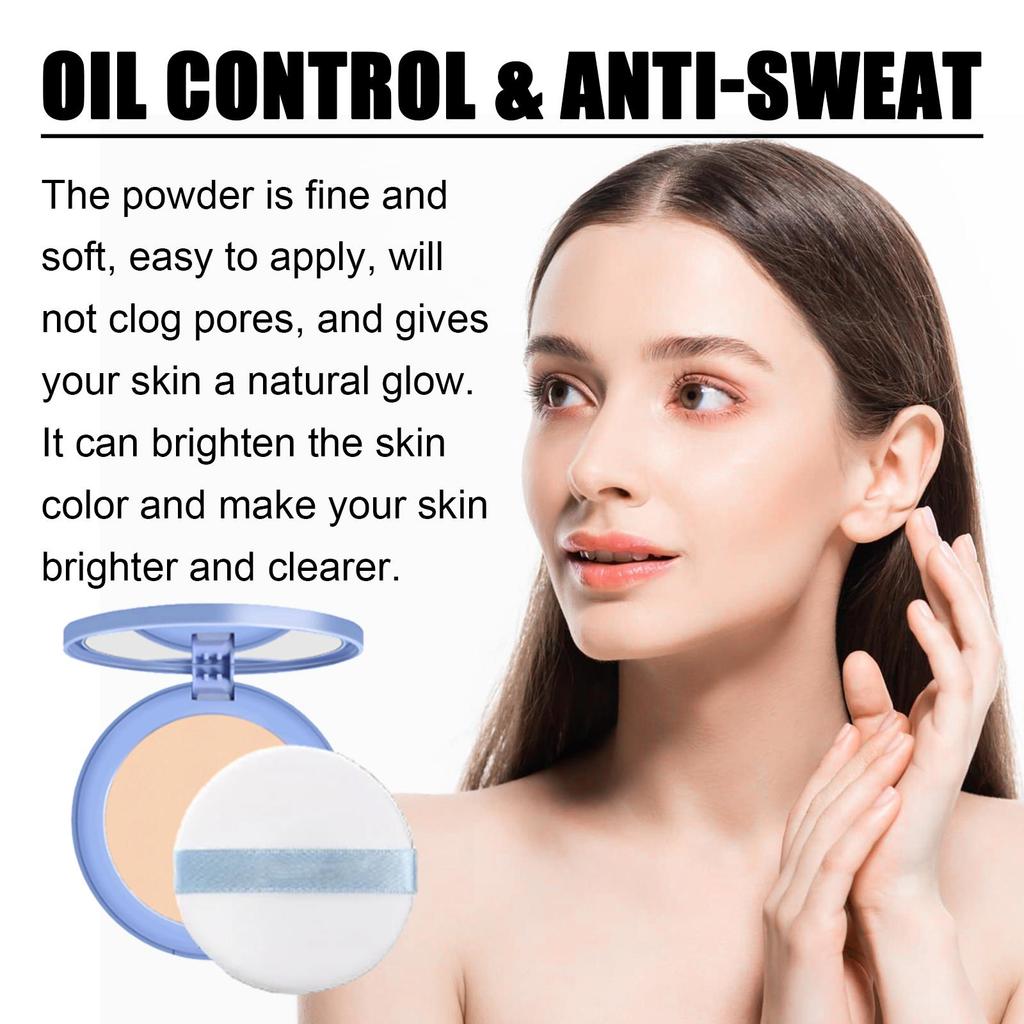 Jaysuing Oil Control  Powder Lightweight Matte Finish Waterproof Shine Control Brightening Translucent Pressed Powder 8g