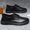 Leather Shoes Men's 2025 New Soft Leather Low-top Lace-up Black Casual Business Hotel Commuter Work Men's Leather Shoes