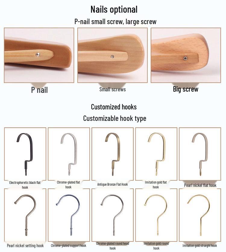 Cintres en Bois de Hêtre avec Pinces pour Pantalons - Épais, Élargis pour Manteaux et Costumes