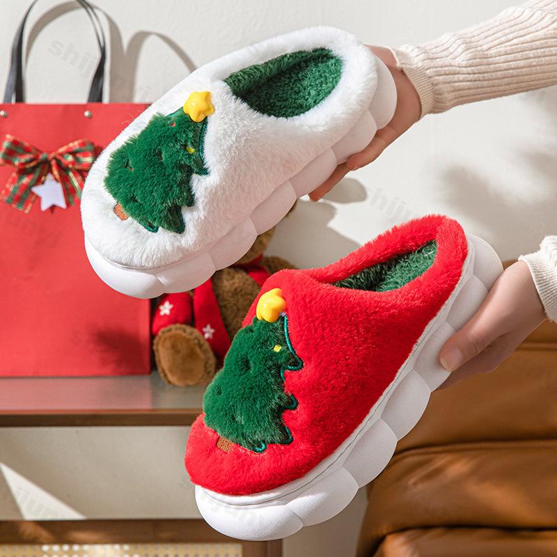 Fashion Cute Santa Claus Cotton Casual Warm Slippers for Couples 2025 Winter Fashion Soft Soled Comfortable Christmas Day Plush Draggers