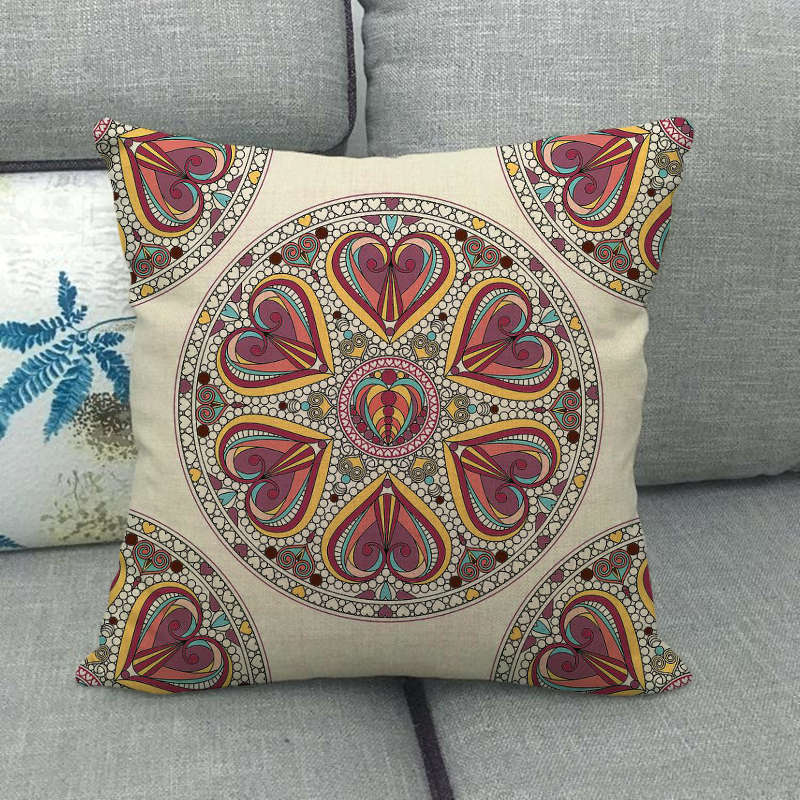 Bohemian Geometric Patterns Digital Printing Short Plush Pillow Covers For Car Sofa Office Cushion Cover Home Goods