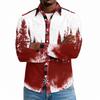 Men's Casual Long Sleeve Shirt with Christmas Print for Holiday Party and Fall