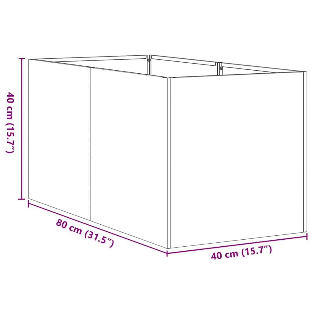 Rustic Planter Box 40 X 80 X 40 Cm Weatherproof Steel