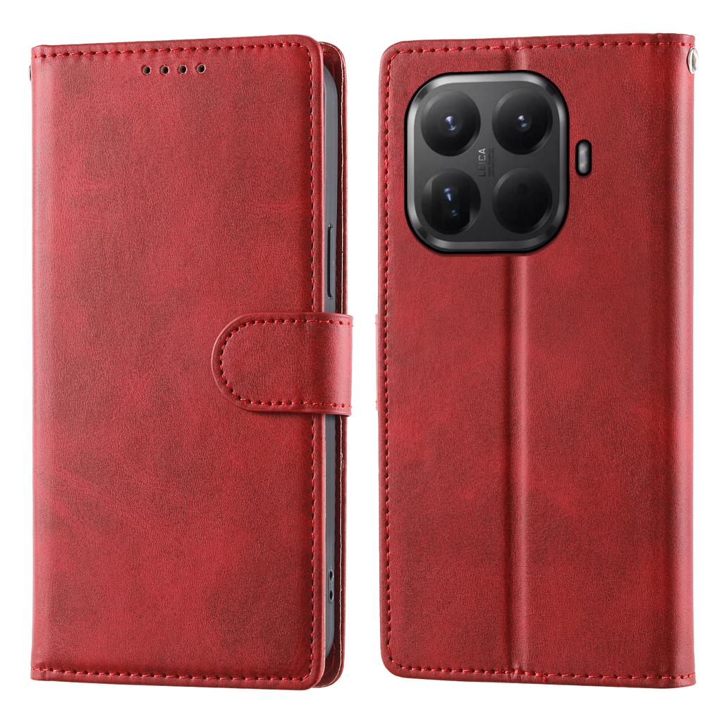 For Xiaomi 15T Pro Case Stand Wallet Calf Texture PU Leather Flip Phone Cover with Wrist Strap