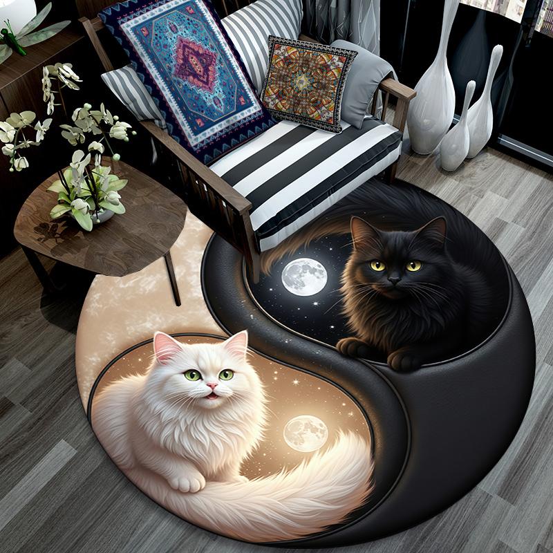 Cartoon Print Round Area Rug,Carpet Rug for Living Room Bedroom Sofa Playroom Decor,Non-slip Floor Mat