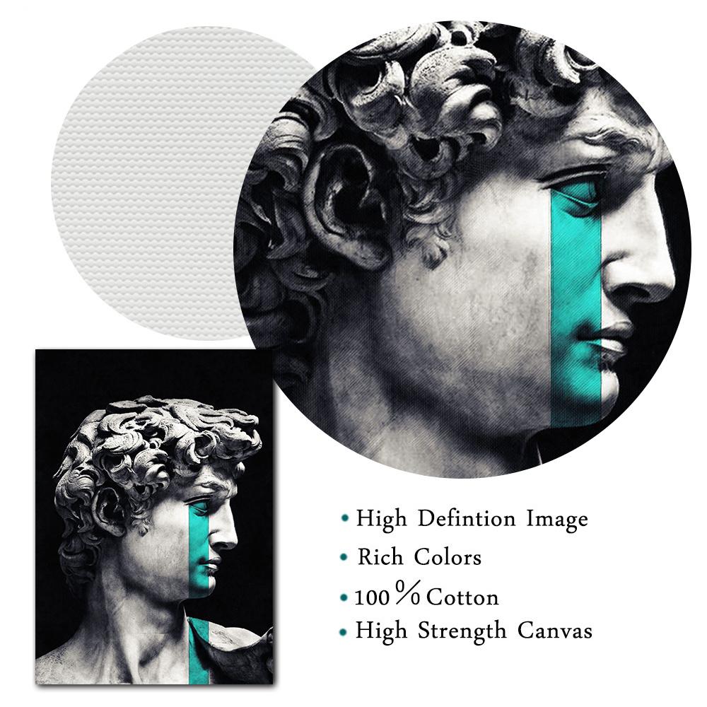 Black and White Marble Sculpture Art Prints Crying David Canvas Classical Painting Wall Posters Picture For Home Decoration