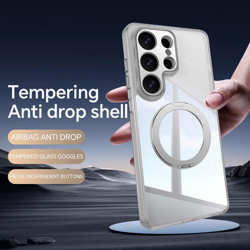 Coque Étui avec Support Anneau Magnétique Pour Samsung Galaxy A57 A37 A17 A56 A36 A26 A16 A06 5G S23 S24 Plus S25 FE Edge S26 Ultra Hybride TPU+PC Coque Arrière Transparente