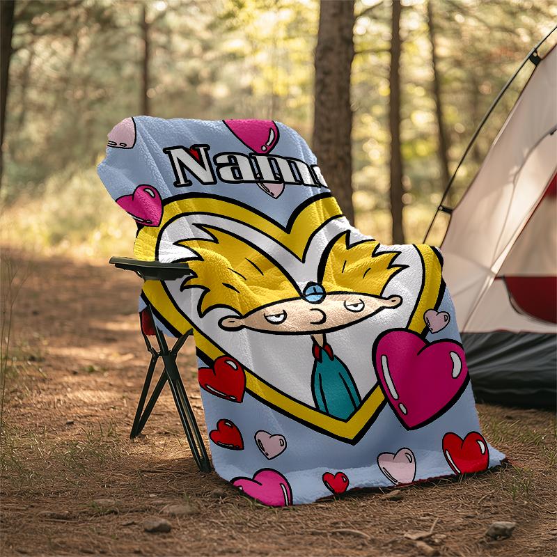 Personalized Custom Name Blanket - Hey Arnold Print Design,Blanket for Sofa,Bed,Travel,Camping - Soft and Warm, Great Gift