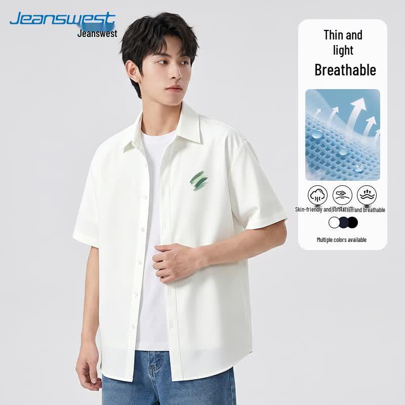 Jeanswest Men s Casual Loose Fit Short Sleeve Shirt L