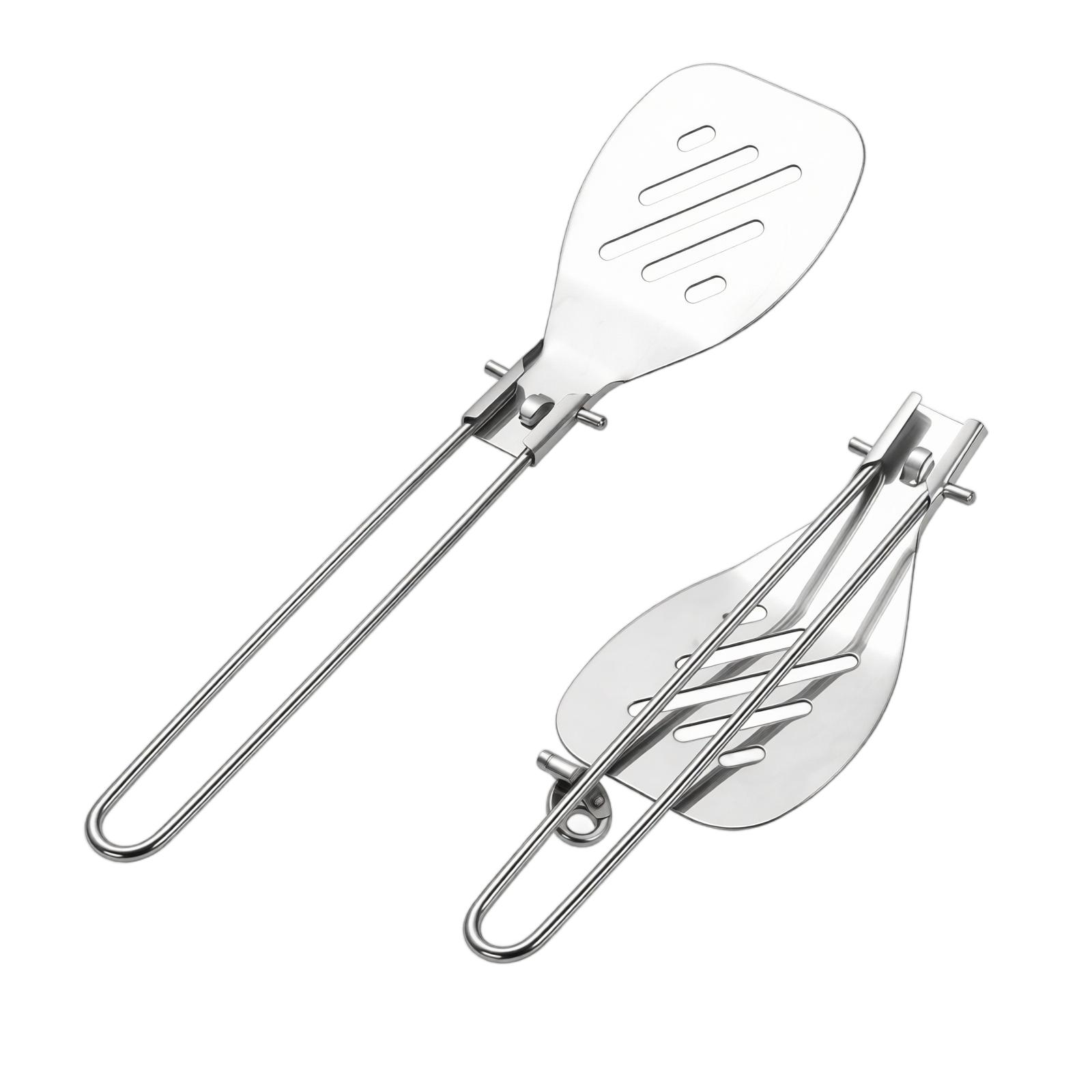 Stainless Folding Cooking Utensil Set - Portable Spatula, Slotted Turner and Soup for Outdoor Hiking One Size